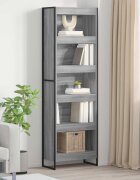vidaXL Шкаф за книги 60 x 30 x 1895 см Инженерна дървесина Сив Сонома