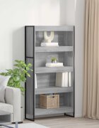 vidaXL Шкаф за книги 80 x 30 x 155 см Инженерна дървесина Сив Сонома