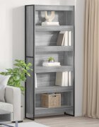 vidaXL Шкаф за книги 80 x 30 x 1895 см Инженерна дървесина Сив Сонома