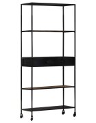 vidaXL Шкаф за книги 80x35x180 см грубо мангово дърво и желязо