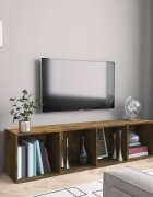 vidaXL Шкаф за книги/ТВ шкаф опушен дъб 143x30x36 см инженерно дърво