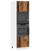 vidaXL Шкаф за микровълнова фурна "Lyon" старо дърво 60x57x207 см инженерно дърво