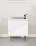 vidaXL Шкаф за мивка бял 58x33x60 см инженерно дърво