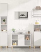 vidaXL Шкаф за мивка бял гланц 80x33x60 см инженерно дърво