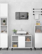 vidaXL Шкаф за мивка бял гланц 80x33x60 см инженерно дърво