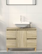 vidaXL Шкаф за мивка дъб сонома 80x33x60 см инженерно дърво