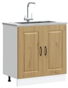 vidaXL Шкаф за мивка Kalmar дъб артизан 80x46x815см инженерно дърво
