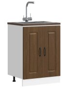 vidaXL Шкаф за мивка Kalmar кафяв дъб 60x46x815см инженерно дърво
