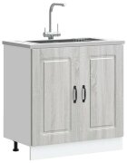 vidaXL Шкаф за мивка Kalmar сив сонома 80x46x815см инженерно дърво