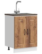 vidaXL Шкаф за мивка Kalmar старо дърво 60x46x815см инженерно дърво
