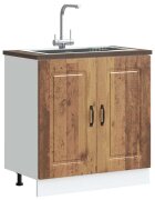 vidaXL Шкаф за мивка Kalmar старо дърво 80x46x815см инженерно дърво