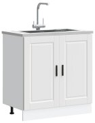 vidaXL Шкаф за мивка Porto бял 80x46x815 см инженерно дърво