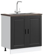 vidaXL Шкаф за мивка Porto черен 80x46x815 см инженерно дърво