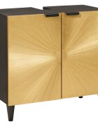 vidaXL Шкаф за мивка с рафт с врата Черен и златен 62 x 33 x 58 см