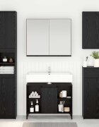 vidaXL Шкаф за мивка с рафт със съхранение Черния дъб 80 x 33 x 60 см