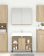 vidaXL Шкаф за мивка с рафт със съхранение Сонома дъб 80 x 33 x 60 см