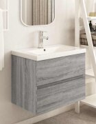 vidaXL Шкаф за мивка сив сонома 60x385x45 см инженерно дърво