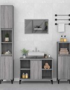 vidaXL Шкаф за мивка сив сонома 80x33x60 см инженерно дърво