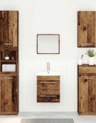 vidaXL Шкаф за мивка Старо дърво 385 x 41 x 48 см Инженерна дървесина