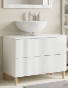 vidaXL Шкаф за мивка в баня ARNHEM Бял гланц 82 x 41 x 59 см