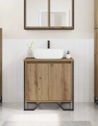 vidaXL Шкаф за мивка в баня Дъб 60 x 35 x 60 см Инженерна дървесина