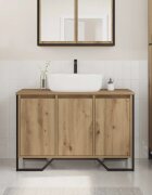 vidaXL Шкаф за мивка в баня Дъб 91 x 35 x 60 см Инженерна дървесина