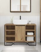 vidaXL Шкаф за мивка в баня Дъб 91 x 35 x 60 см Инженерна дървесина