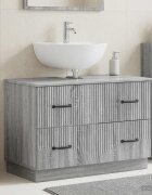 vidaXL Шкаф за мивка в баня HOORN Сив Сонома 82 x 41 x 56 см