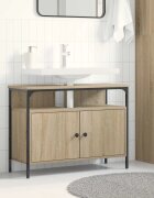 vidaXL Шкаф за мивка в баня Кафяво 80 x 30 x 60 cm Инженерна дървесина