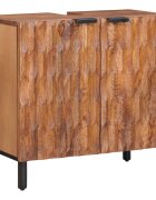 vidaXL Шкаф за мивка в баня с рафт с врата Кафяво 62 x 33 x 58 см