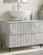 vidaXL Шкаф за мивка в баня ZWOLLE Бетонно сиво 82 x 41 x 585 см
