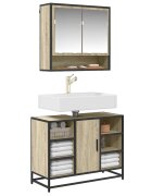 vidaXL Шкаф за мивка в банята дъб Сонома 80x33x60 см инженерно дърво