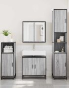 vidaXL Шкаф за мивка в банята Grey Sonoma Инженерна дървесина