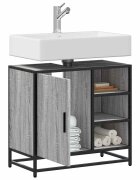 vidaXL Шкаф за мивка в банята Grey Sonoma Инженерна дървесина