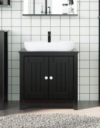 vidaXL Шкаф за мивка за баня BERG черно 60x34x59 см бор масив