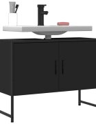 vidaXL Шкаф за мивка за баня черен 80x33x60 см инженерно дърво