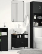 vidaXL Шкаф за мивка за баня черен дъб 60x30x60 см инженерно дърво
