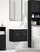 vidaXL Шкаф за мивка за баня черен дъб 60x385x46 см инженерно дърво