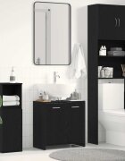 vidaXL Шкаф за мивка за баня черно и дъб 60x33x60см инженерно дърво