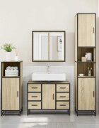 vidaXL Шкаф за мивка за баня дъб сонома 80x33x60 см инженерно дърво