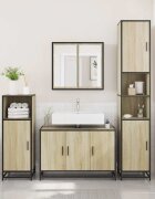 vidaXL Шкаф за мивка за баня дъб сонома 90x33x60 см инженерно дърво