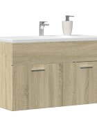 vidaXL Шкаф за мивка за баня дъб сонома 90x385x46 см инженерно дърво