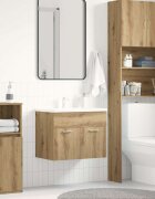 vidaXL Шкаф за мивка за баня дъбов 60x385x46 см инженерно дърво