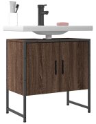 vidaXL Шкаф за мивка за баня кафяв дъб 60x33x60 см инженерно дърво