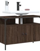 vidaXL Шкаф за мивка за баня кафяв дъб 80x30x60 см инженерно дърво