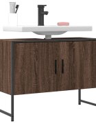 vidaXL Шкаф за мивка за баня кафяв дъб 80x33x60 см инженерно дърво