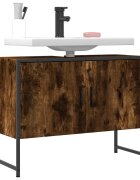vidaXL Шкаф за мивка за баня опушен дъб 80x33x60 см инженерно дърво