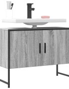vidaXL Шкаф за мивка за баня сив сонома 80x33x60 см инженерно дърво