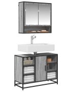vidaXL Шкаф за мивка за баня сив сонома 80x33x60 см инженерно дърво