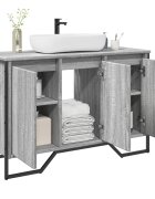 vidaXL Шкаф за мивка за баня сив сонома 91x35x60 см инженерно дърво